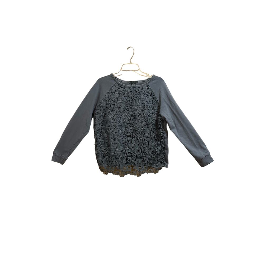 Adrianna Papell Gray Blouse with Lace - Women’s L